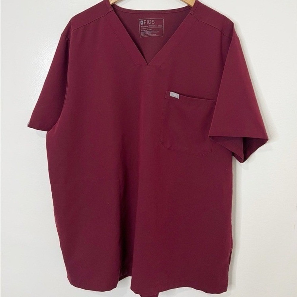 Figs Men's Burgundy Scrub Top Size XXL